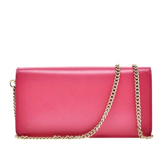 Prada Vitello Move Peonia Pink Leather Small Chain Wallet Crossbody - Picture 8 of 10